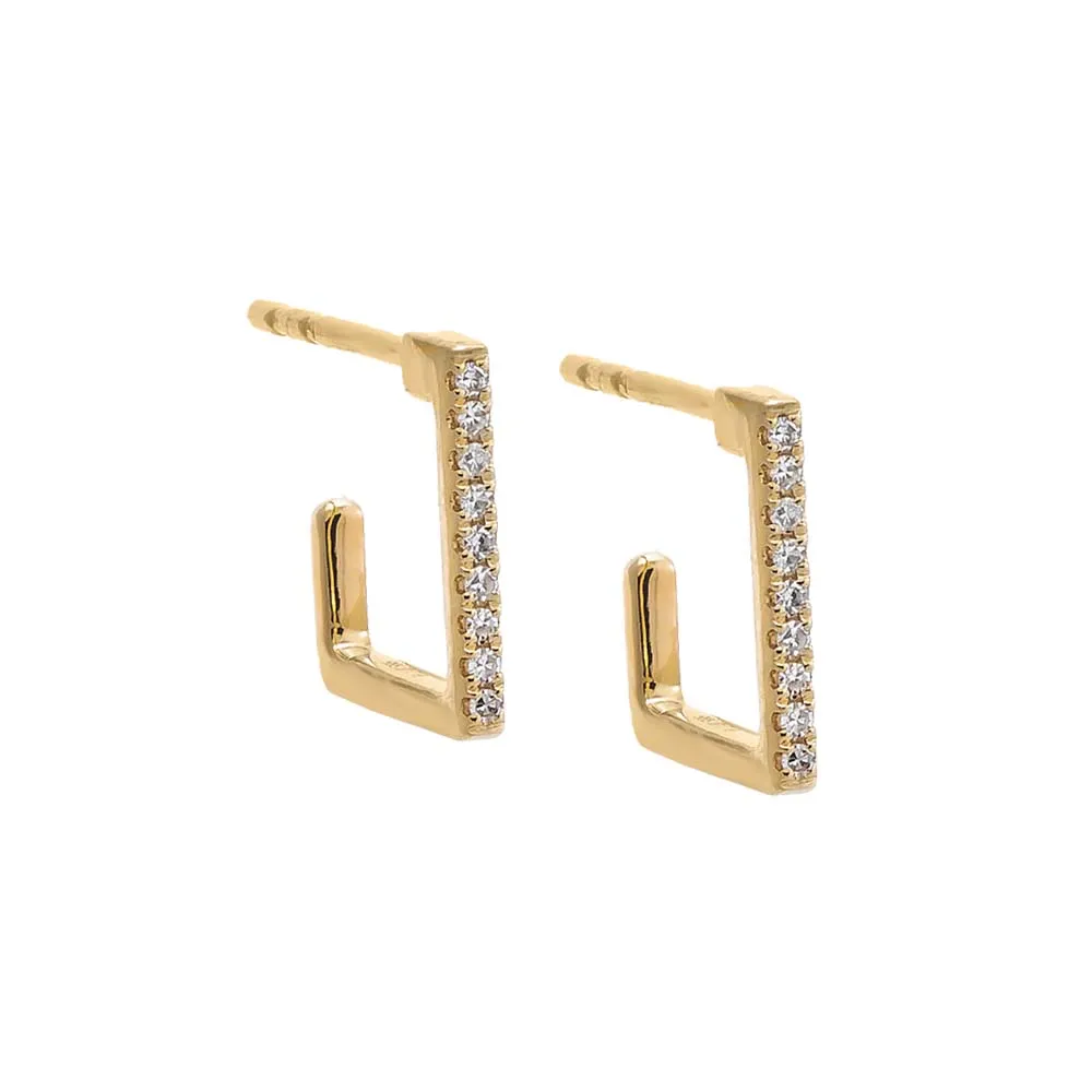 Diamond Pave Open Square Hoop Earring 14K sold by Adina Eden's