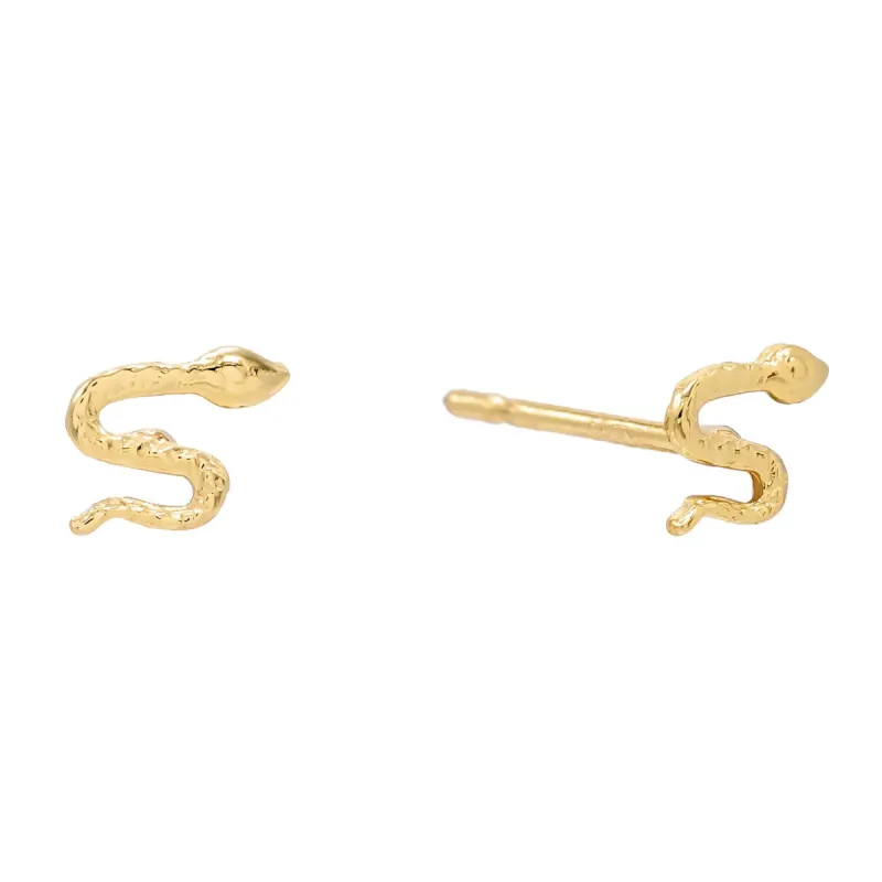 Mini Snake Stud Earring 14K sold by Adina Eden's
