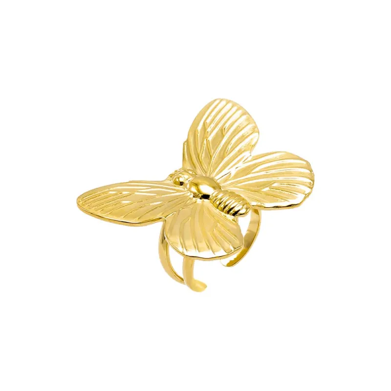 Solid Ridged Butterfly Statement Ring sold by Adina Eden's