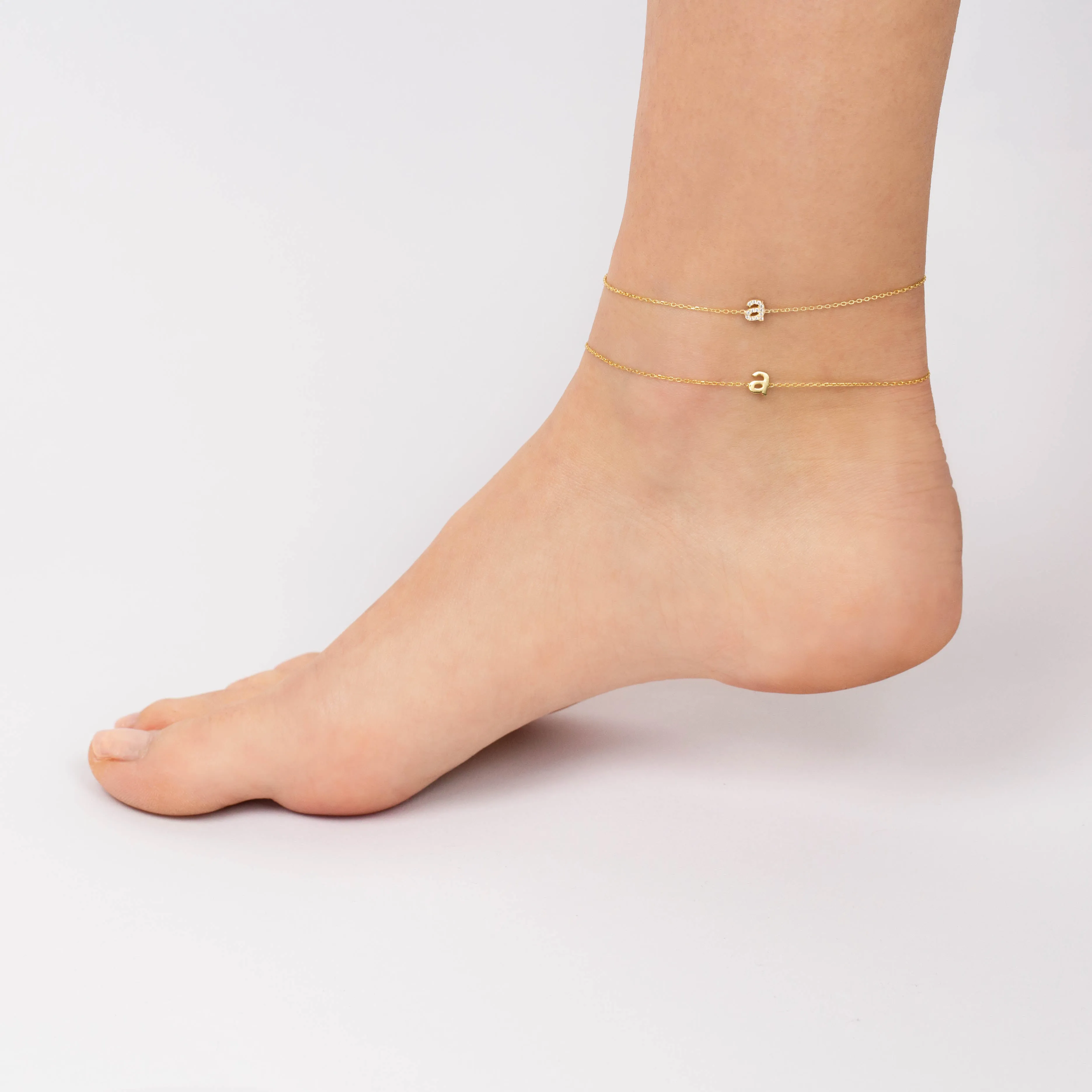 Solid Lowercase Initial Anklet sold by Adina Eden's product image thumbnail 2