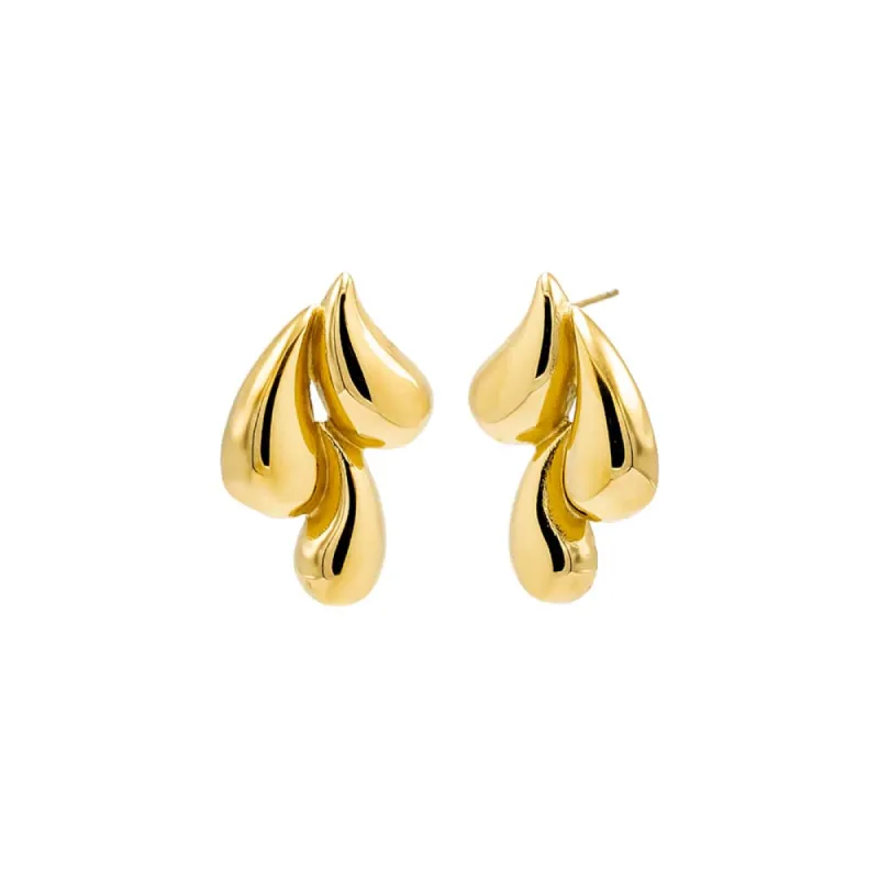 Solid Triple Puffy Teardrop Stud Earring sold by Adina Eden's