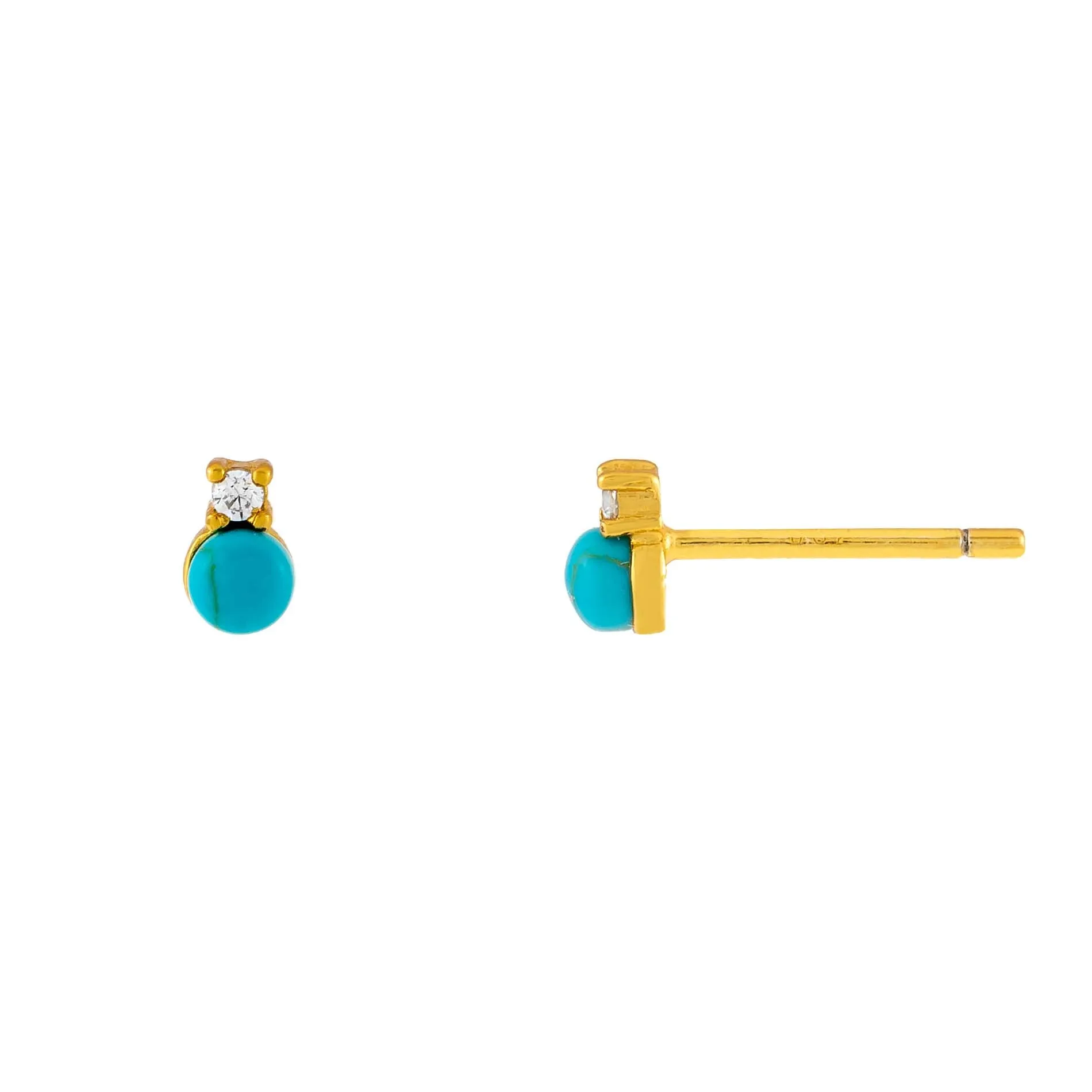 Tiny CZ Turquoise Stud Earring sold by Adina Eden's