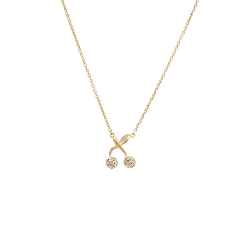 Diamond Pave Cherry Pendant Necklace 14K sold by Adina Eden's