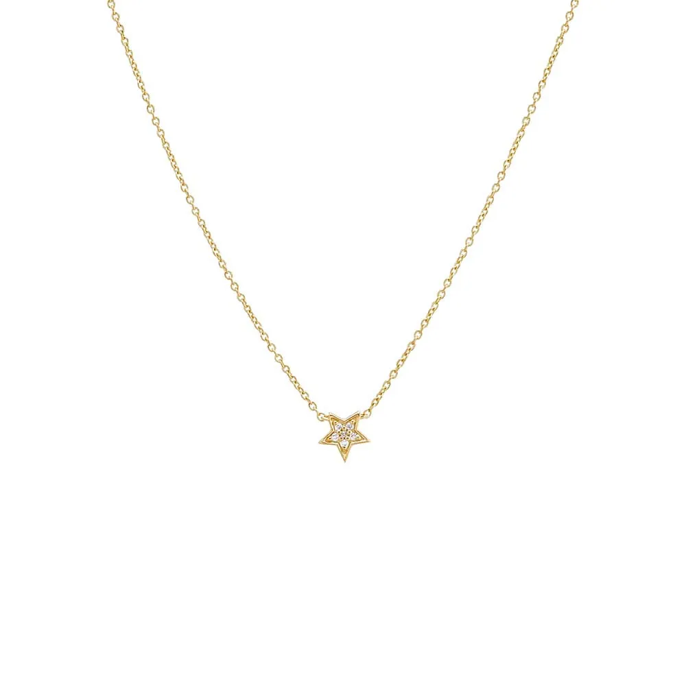 Diamond Pave Mini Star Necklace 14K sold by Adina Eden's