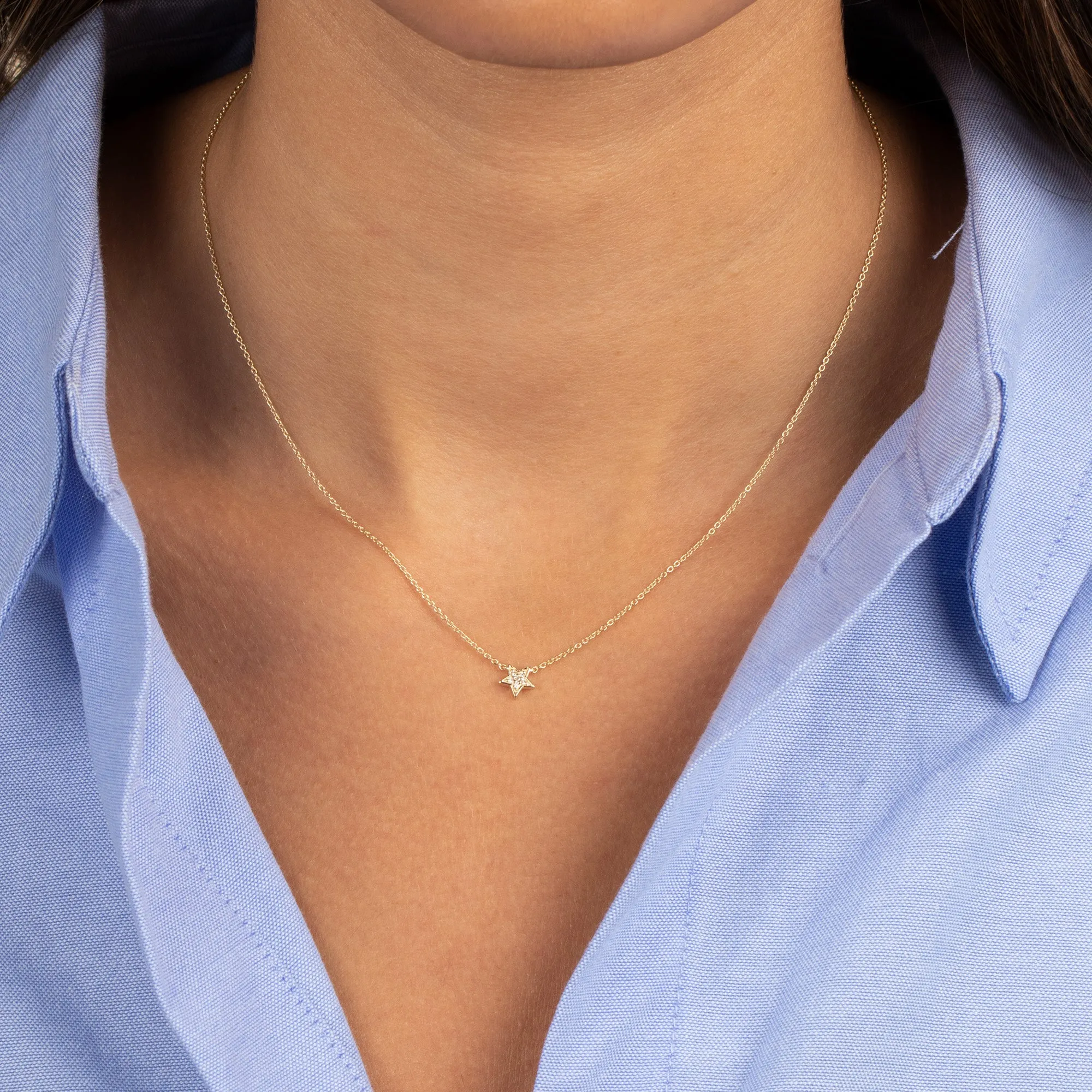 Diamond Pave Mini Star Necklace 14K sold by Adina Eden's product image thumbnail 2