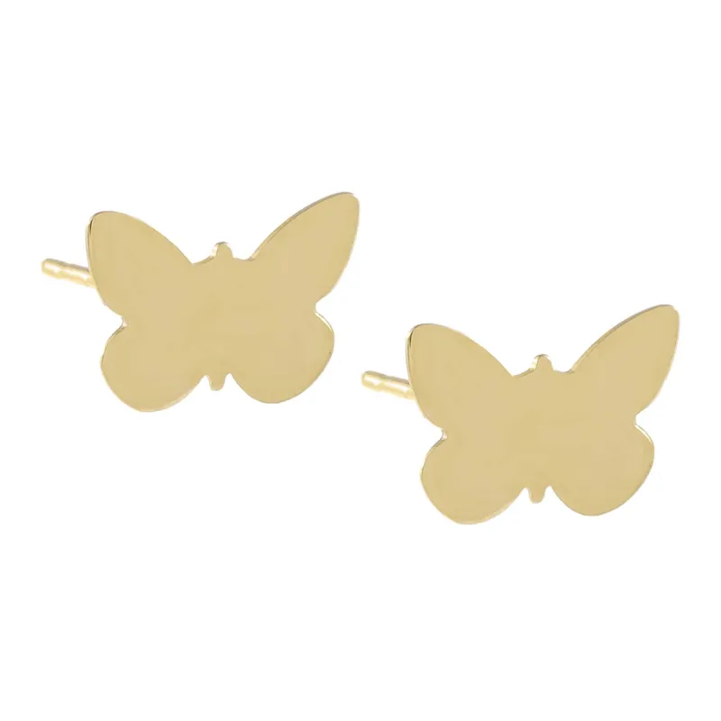 Engraved Butterfly Stud Earring 14K sold by Adina Eden's