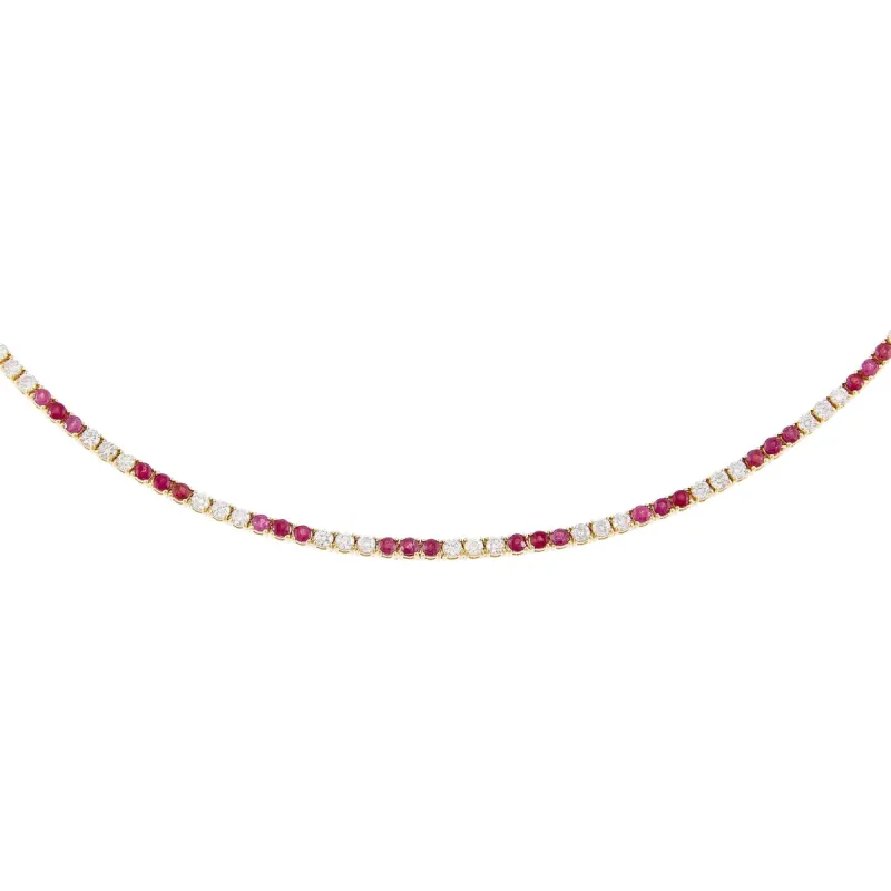 Diamond X Ruby Tennis Necklace 14K sold by Adina Eden's