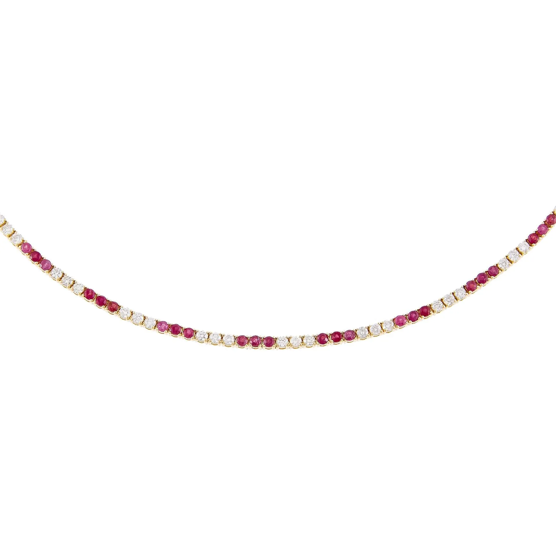Diamond X Ruby Tennis Necklace 14K sold by Adina Eden's