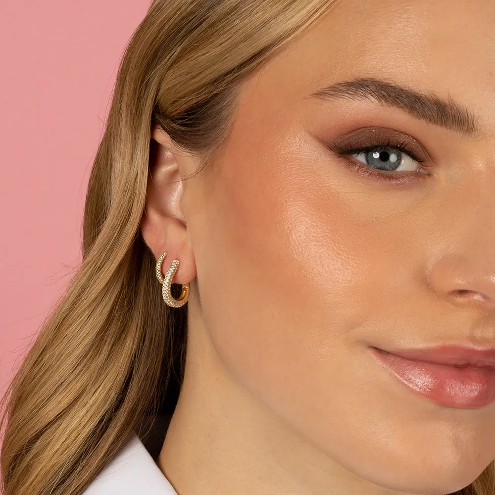 Pavé Rounded Huggie Earring sold by Adina Eden's product image thumbnail 2