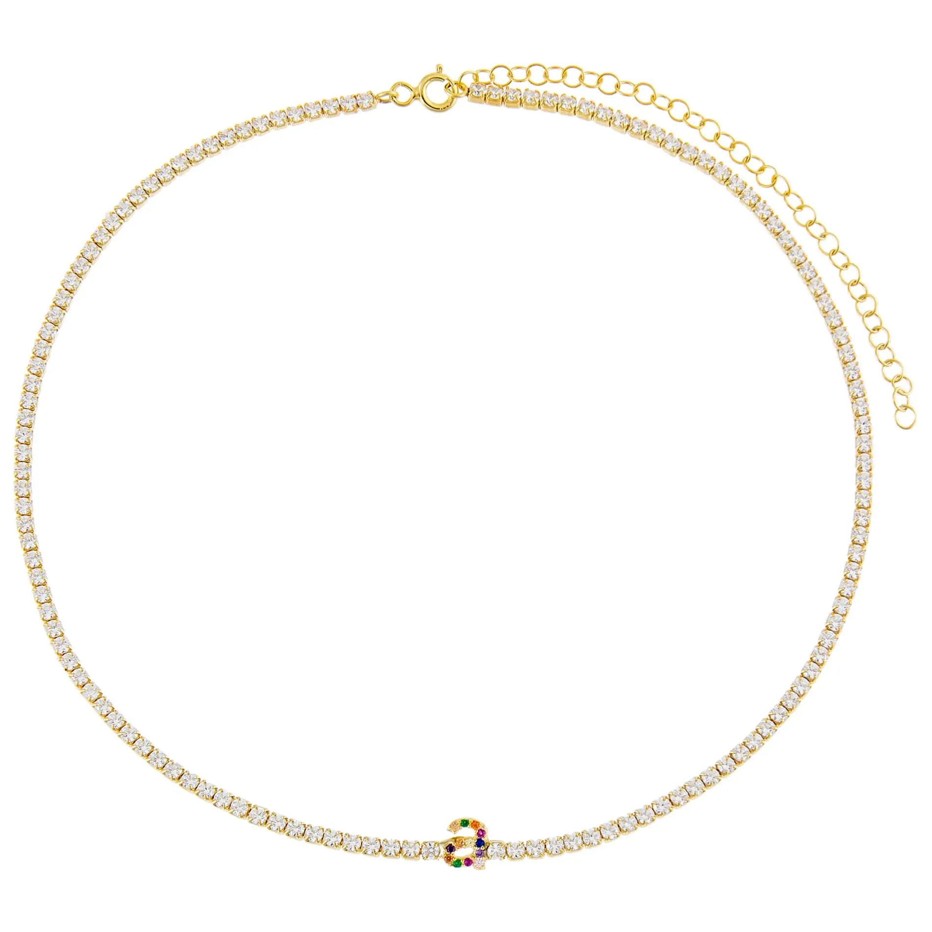 CZ Rainbow Lowercase Initial Tennis Choker sold by Adina Eden's product image thumbnail 3