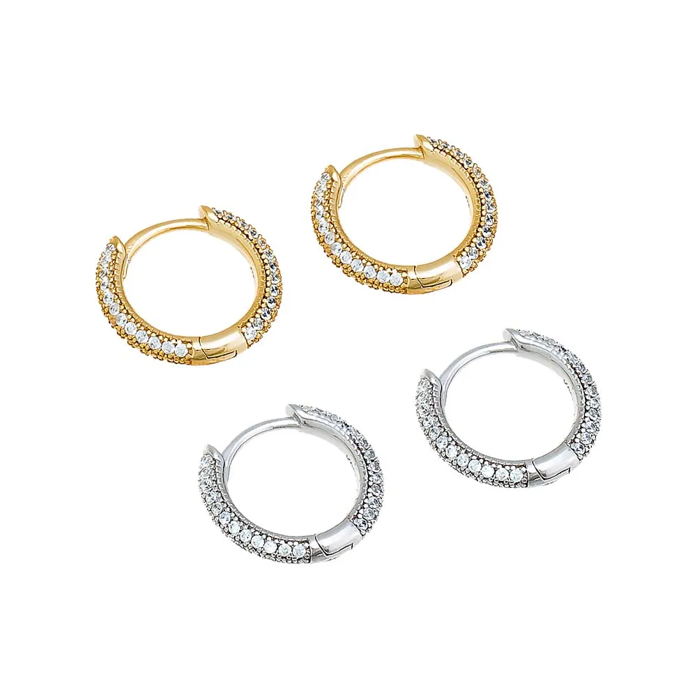 Pavé Rounded Huggie Earring sold by Adina Eden's product image thumbnail 4