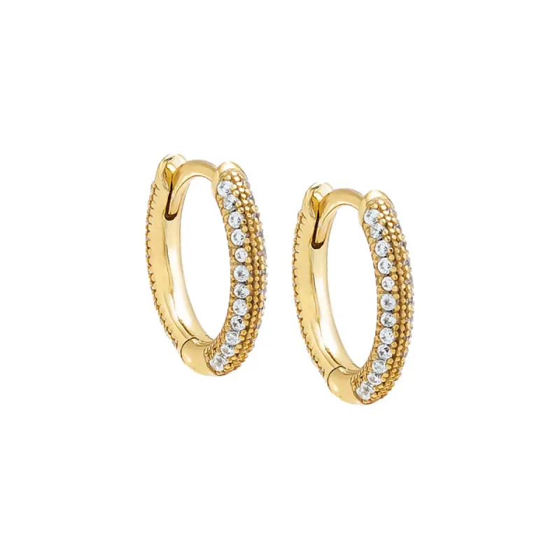 Pavé Rounded Huggie Earring sold by Adina Eden's