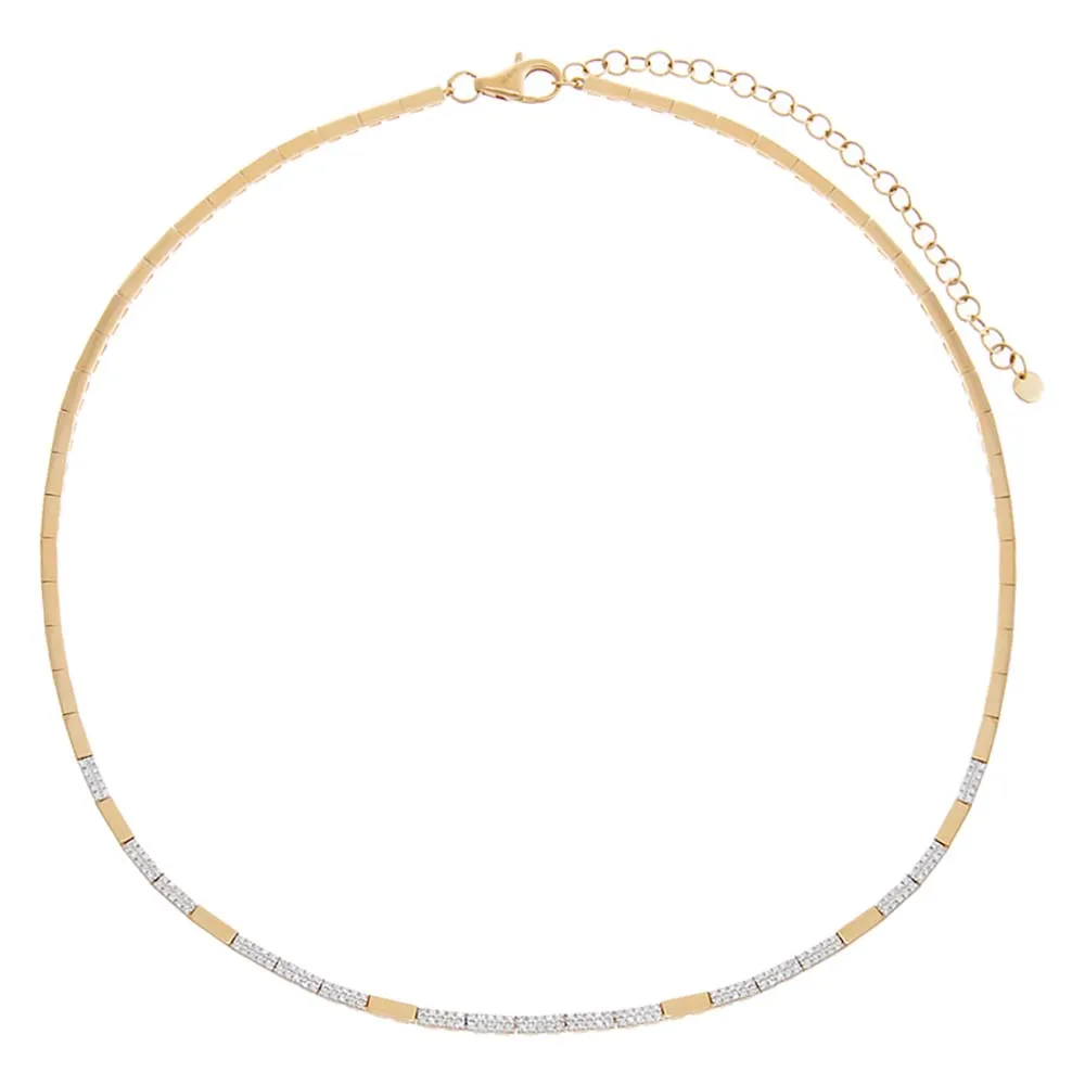 Diamond Pave Thin Fluted Patter Tennis Necklace 14K sold by Adina Eden's product image thumbnail 3