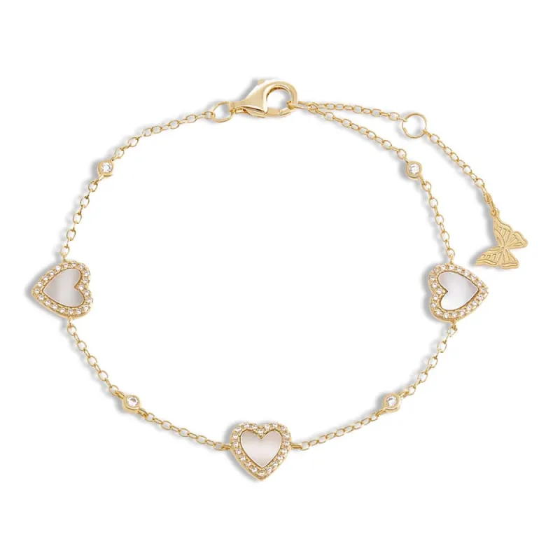 Pavé Multi Heart Stone Bracelet sold by Adina Eden's