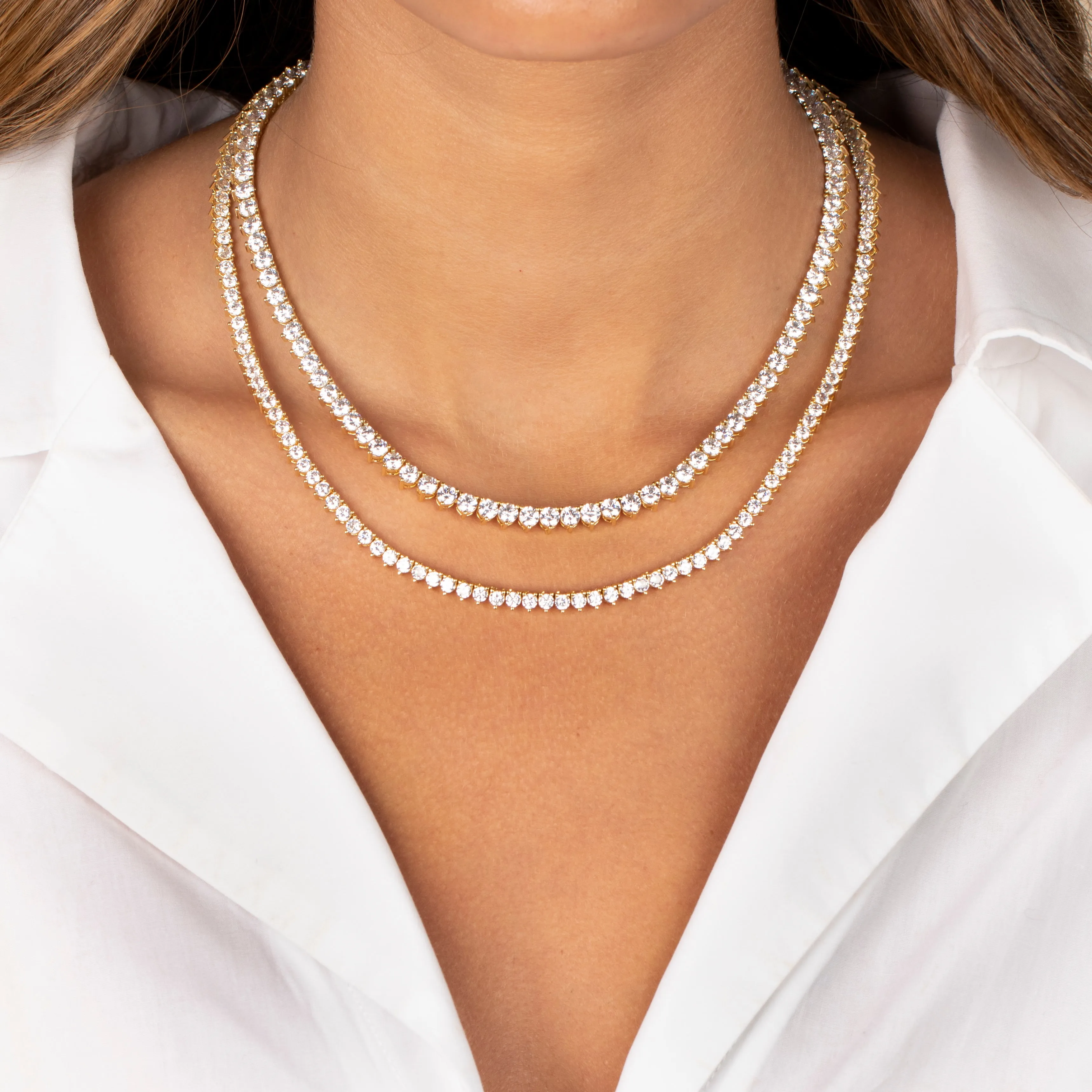 Three Prong Tennis Necklace sold by Adina Eden's product image thumbnail 2