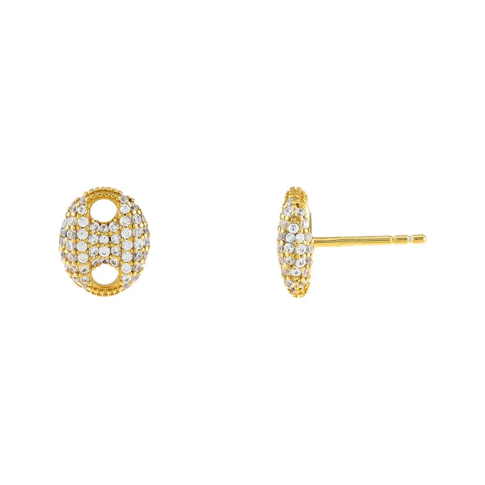 Pavé Puffed Mariner Stud Earring sold by Adina Eden's