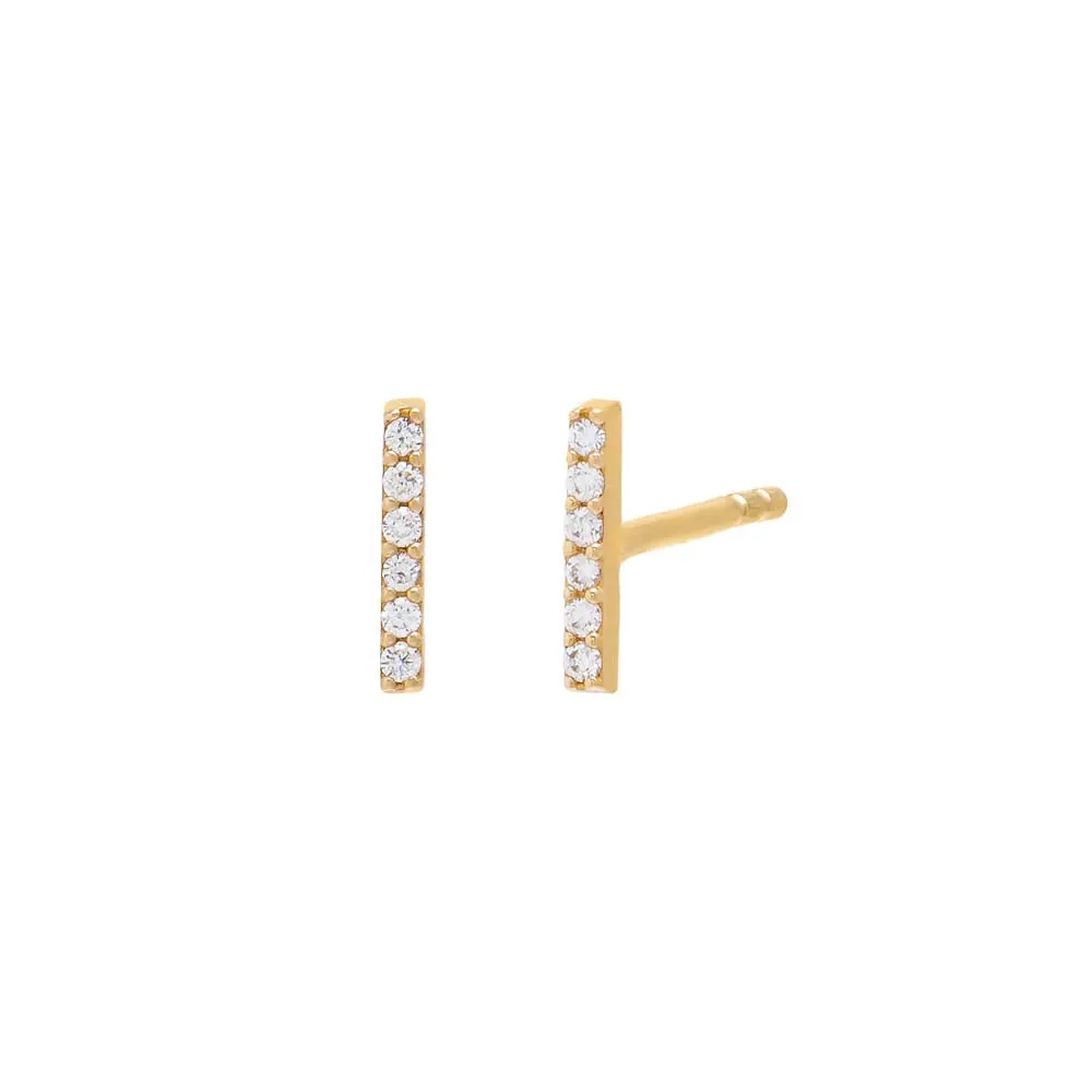 Tiny Diamond Bar Stud Earring 14K sold by Adina Eden's