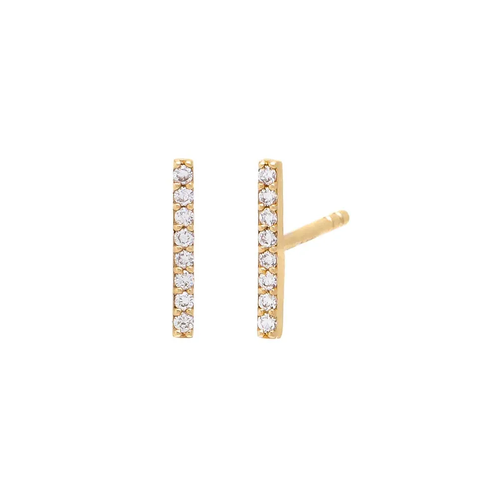 Tiny Diamond Bar Stud Earring 14K sold by Adina Eden's product image thumbnail 4