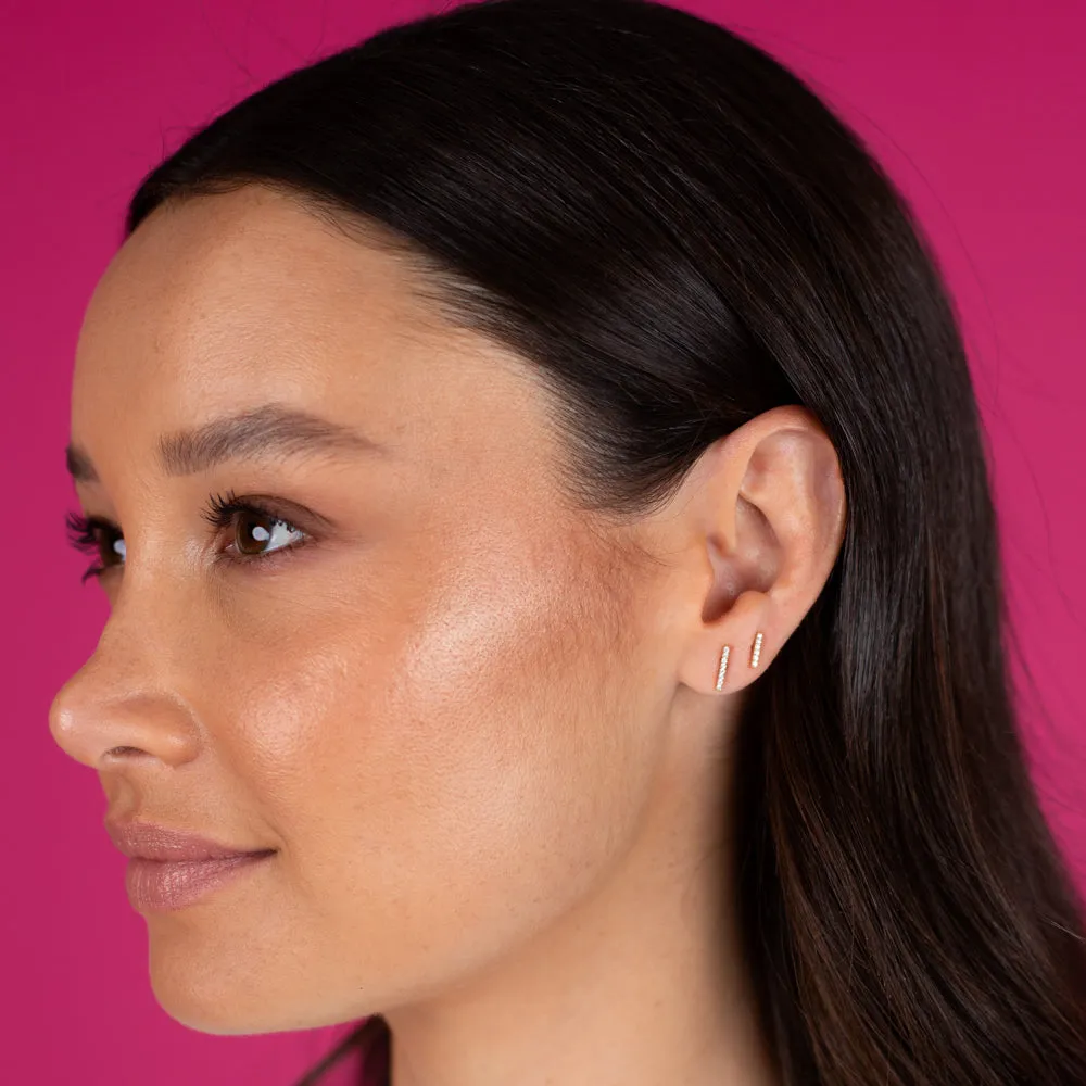 Tiny Diamond Bar Stud Earring 14K sold by Adina Eden's product image thumbnail 2