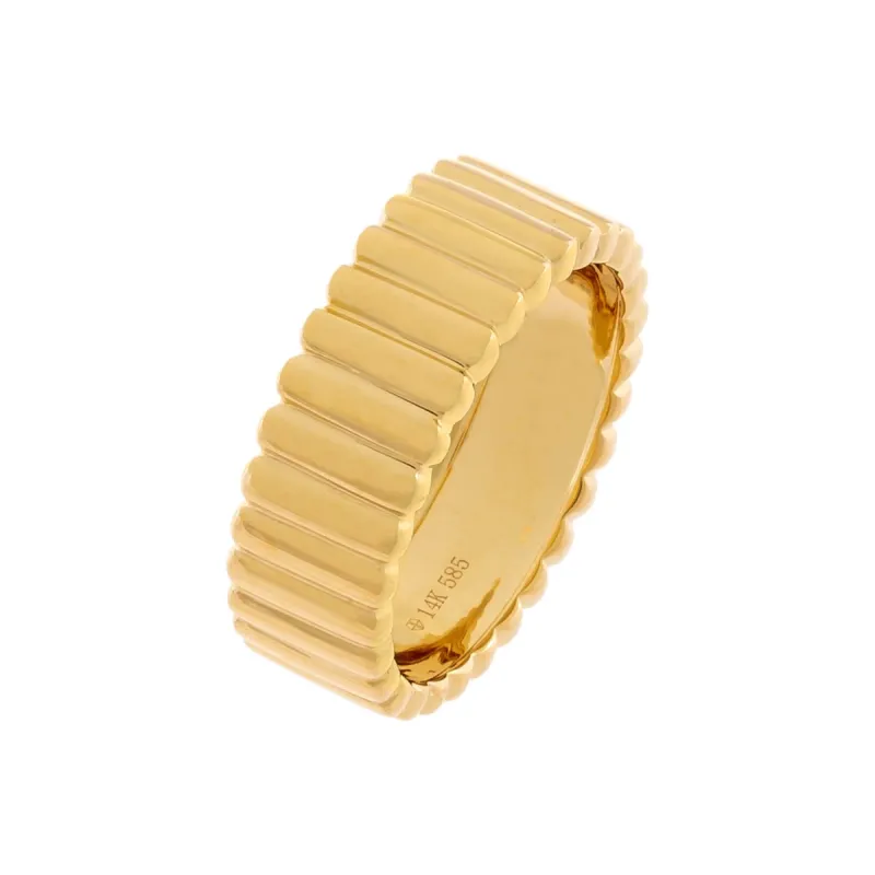 Wide Solid Ribbed Band 14K sold by Adina Eden's
