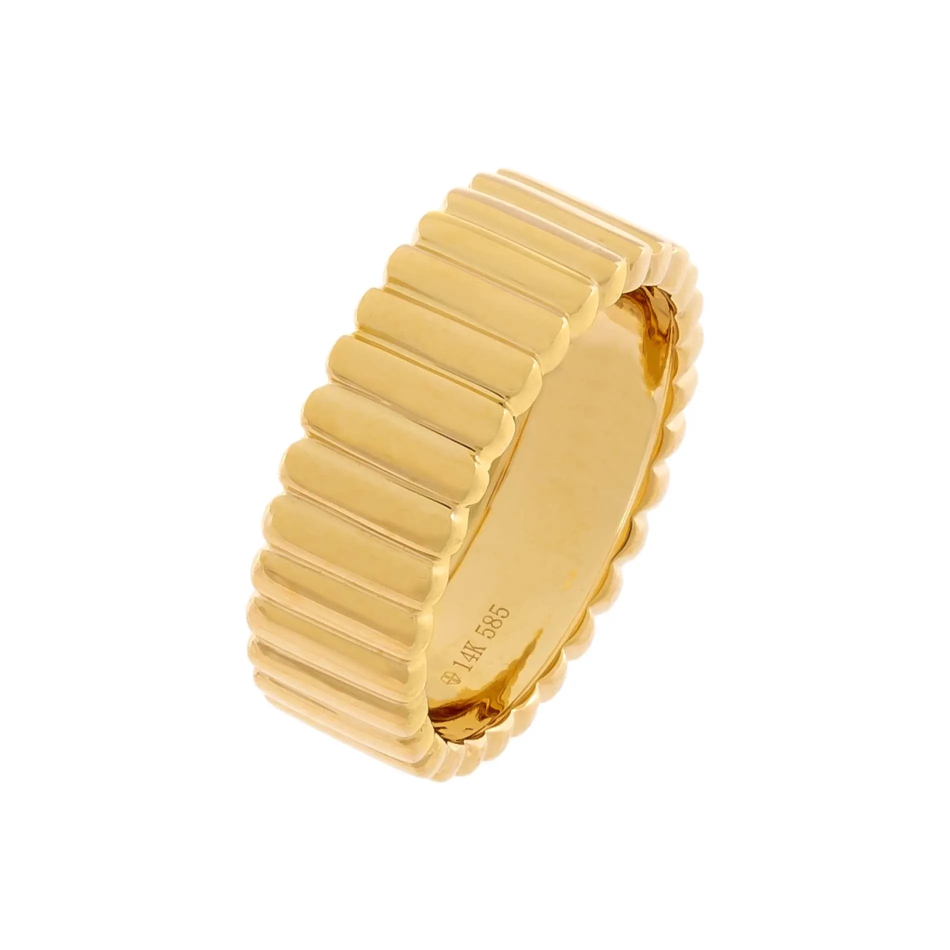 Wide Solid Ribbed Band 14K sold by Adina Eden's