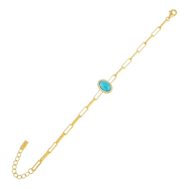 CZ Turquoise Round Stone Bracelet sold by Adina Eden's