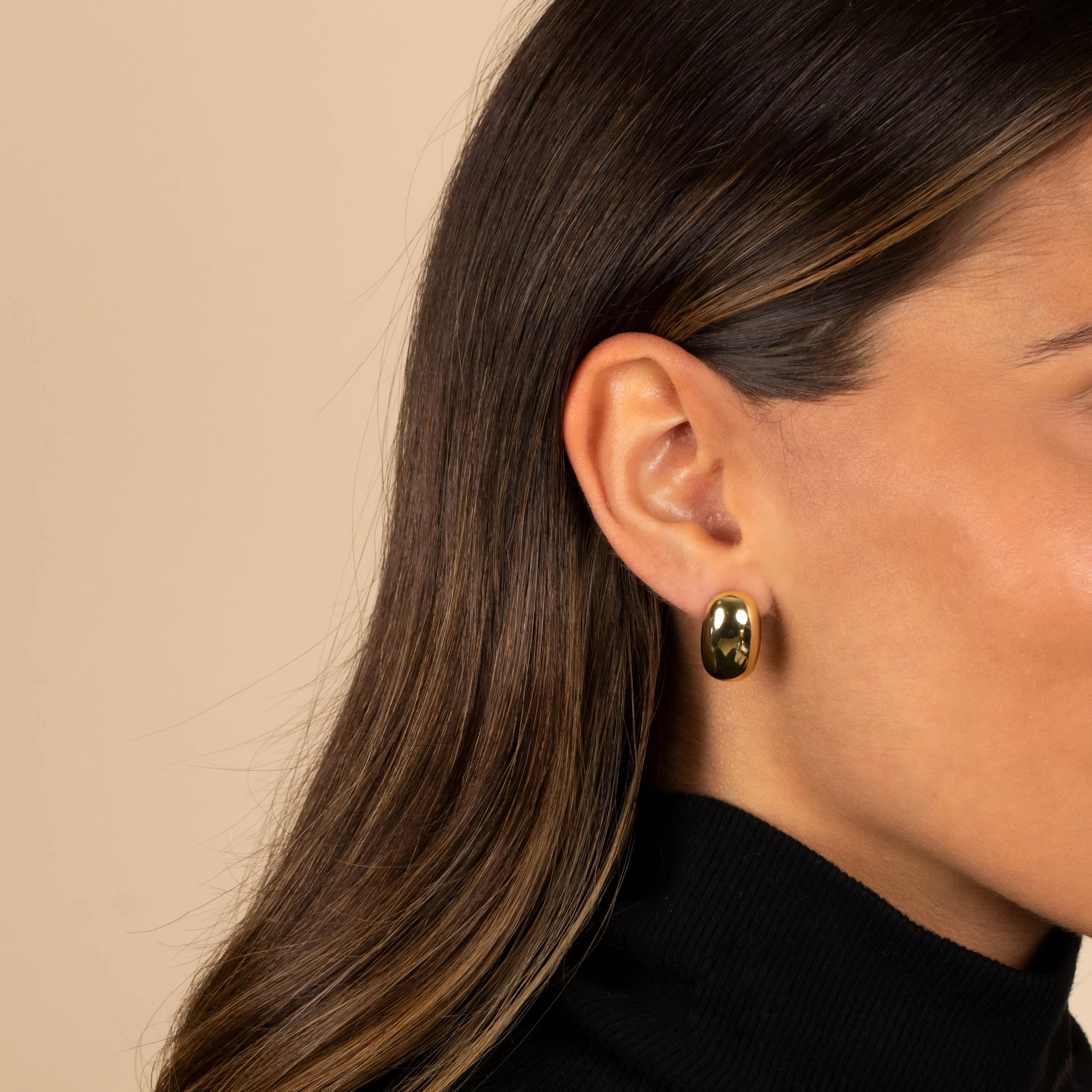 Solid Elongated Pebble Stud Earring sold by Adina Eden's product image thumbnail 2