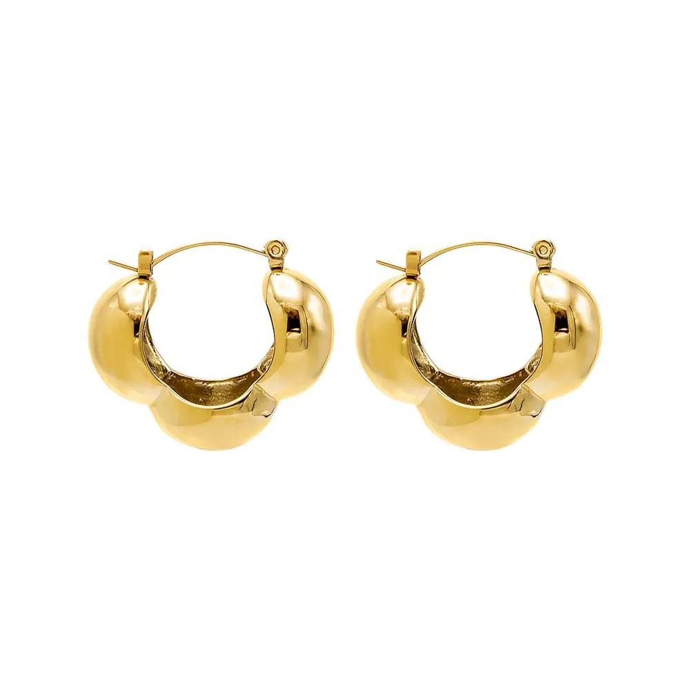 Chunky Pebbled Hollow Hoop Earring sold by Adina Eden's product image thumbnail 3