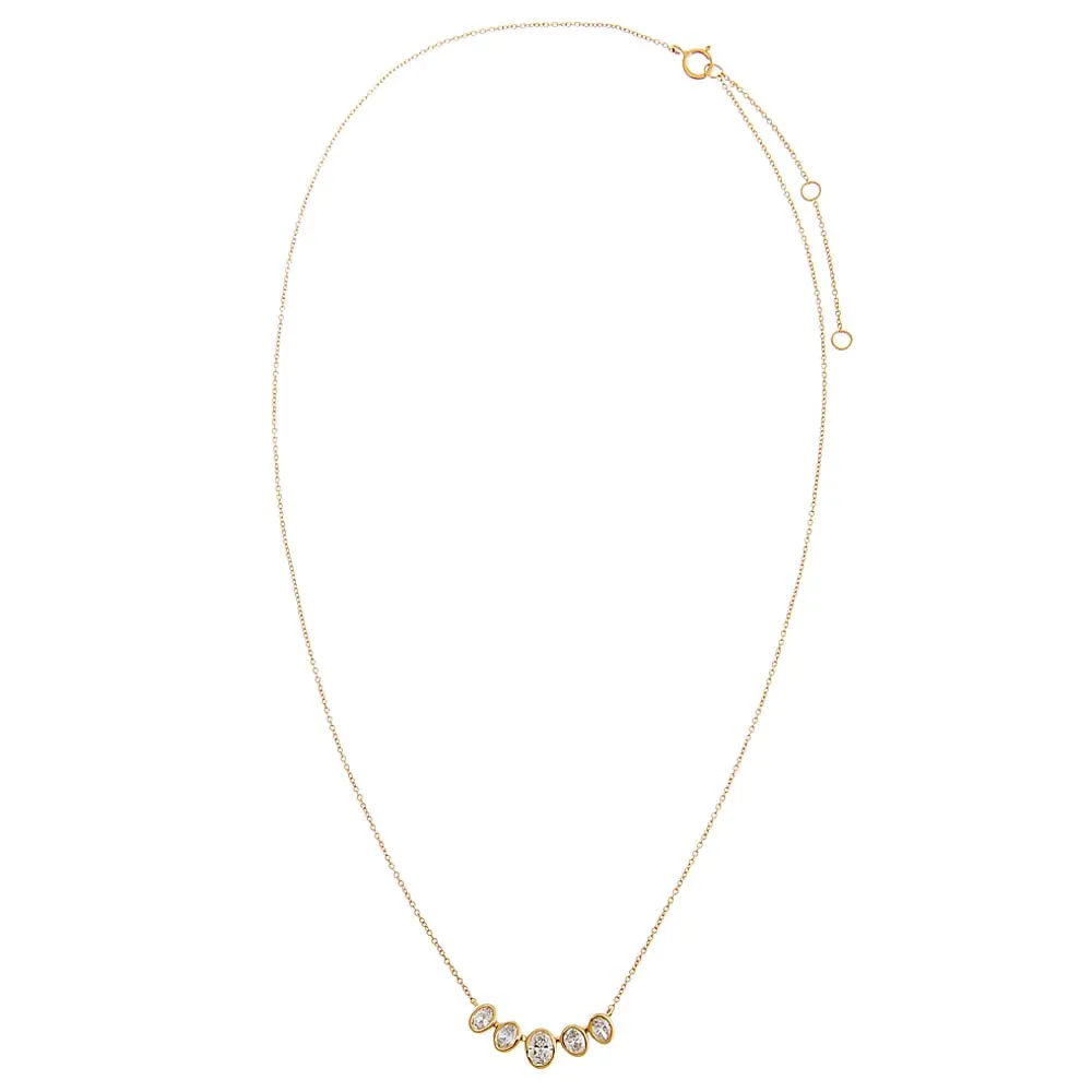Lab Grown Diamond Oval Bezel Curved Bar Necklace 14K sold by Adina Eden's product image thumbnail 3