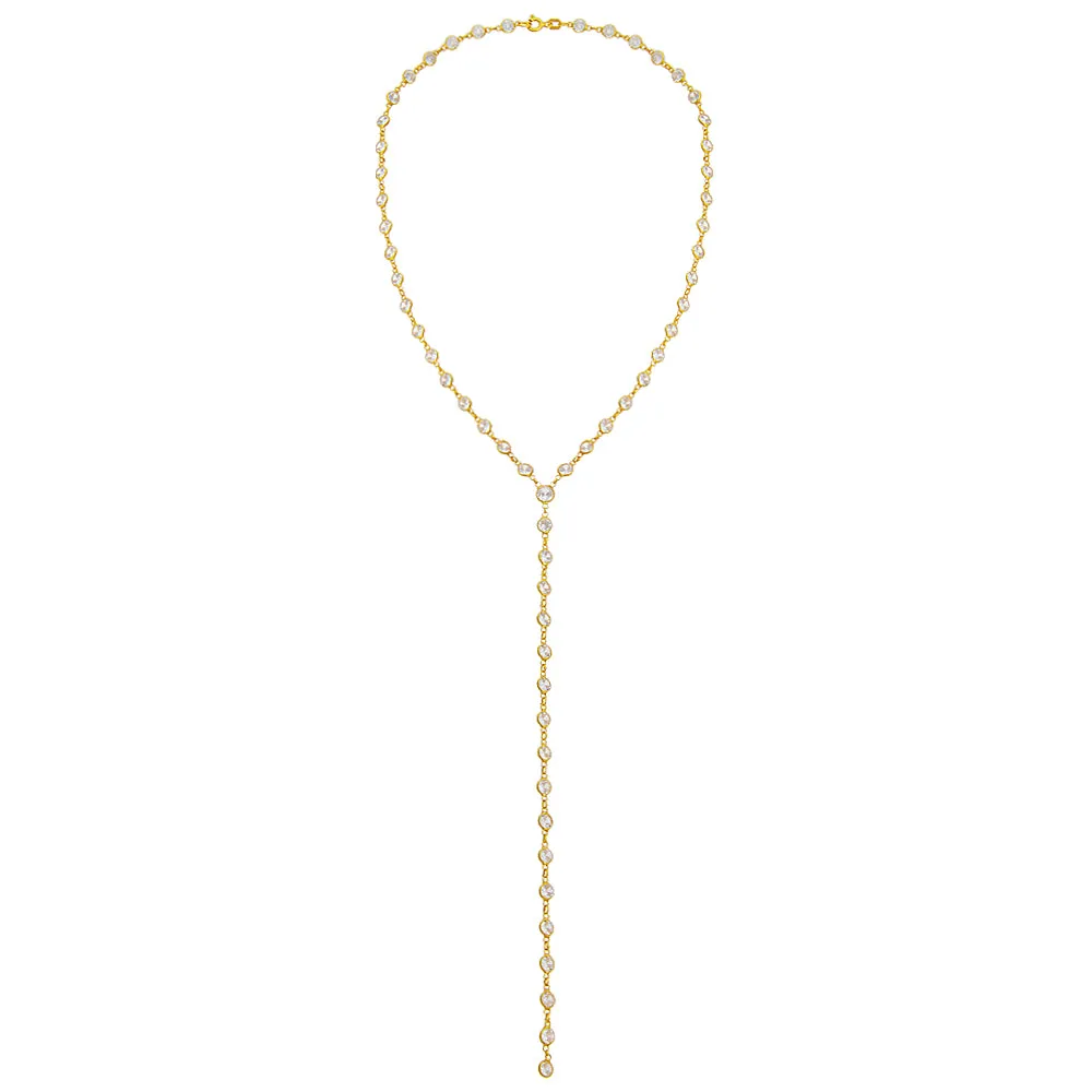 CZ Bezel Chain Lariat sold by Adina Eden's product image thumbnail 4