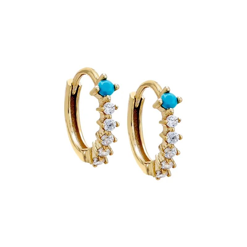 Turquoise & CZ Mini Huggie Earring sold by Adina Eden's