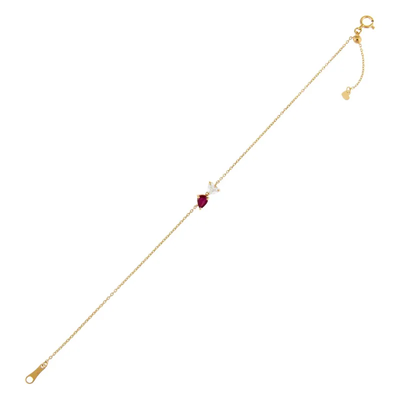 Diamond Heart X Teardrop Bracelet 14K sold by Adina Eden's