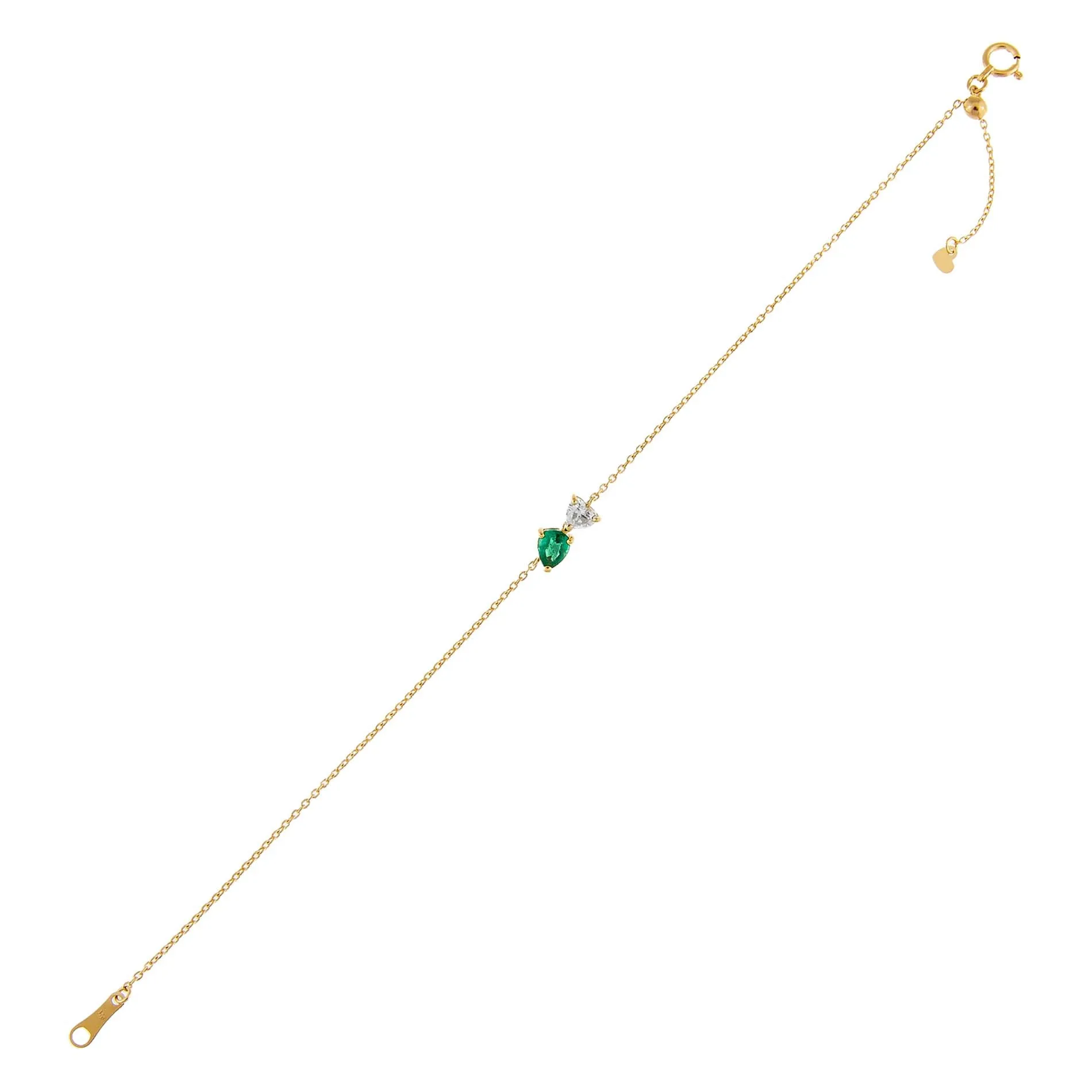 Diamond Heart X Teardrop Bracelet 14K sold by Adina Eden's product image thumbnail 2