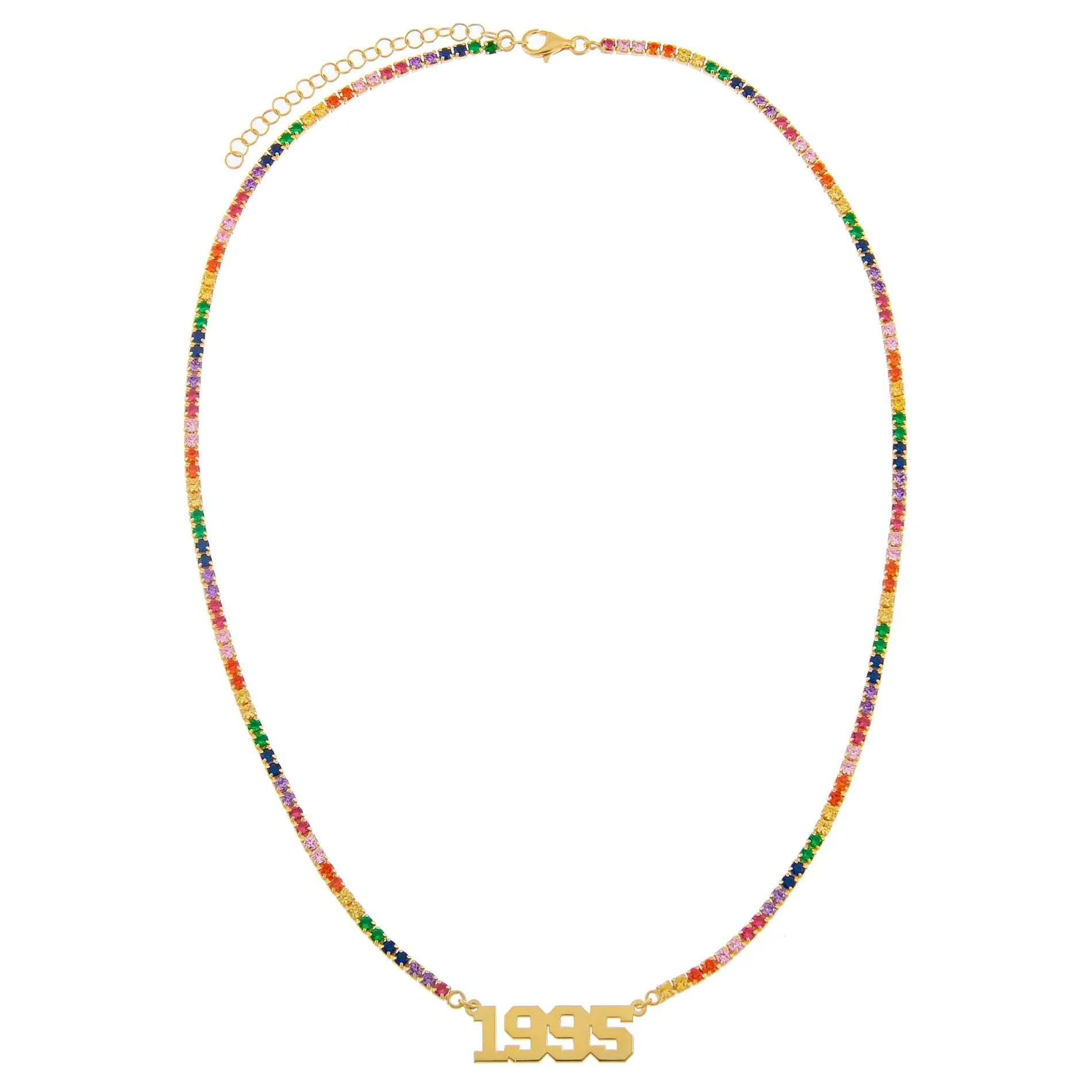 Year Nameplate Rainbow Tennis Necklace sold by Adina Eden's product image thumbnail 2