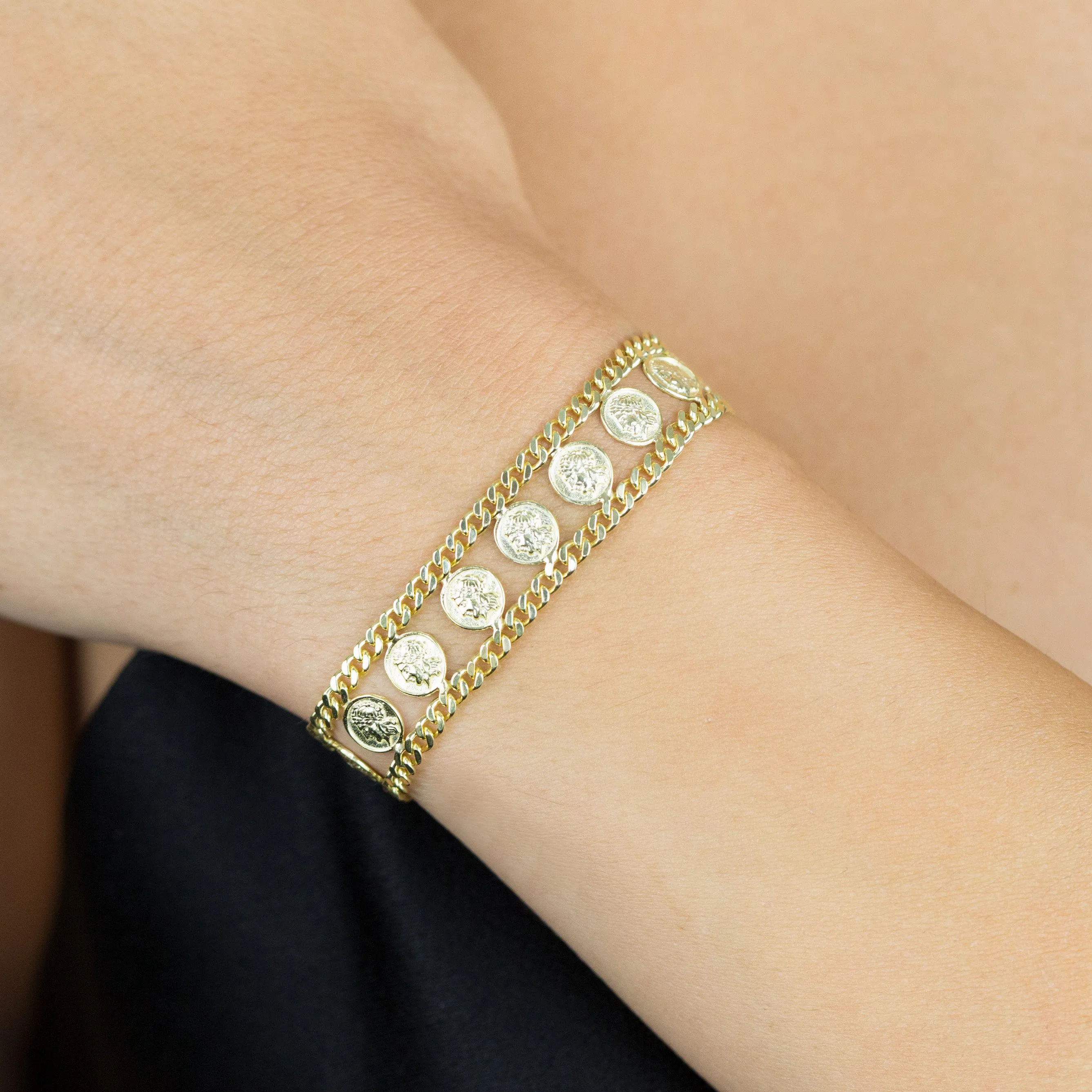 Double Chain Coin Bracelet sold by Adina Eden's product image thumbnail 2