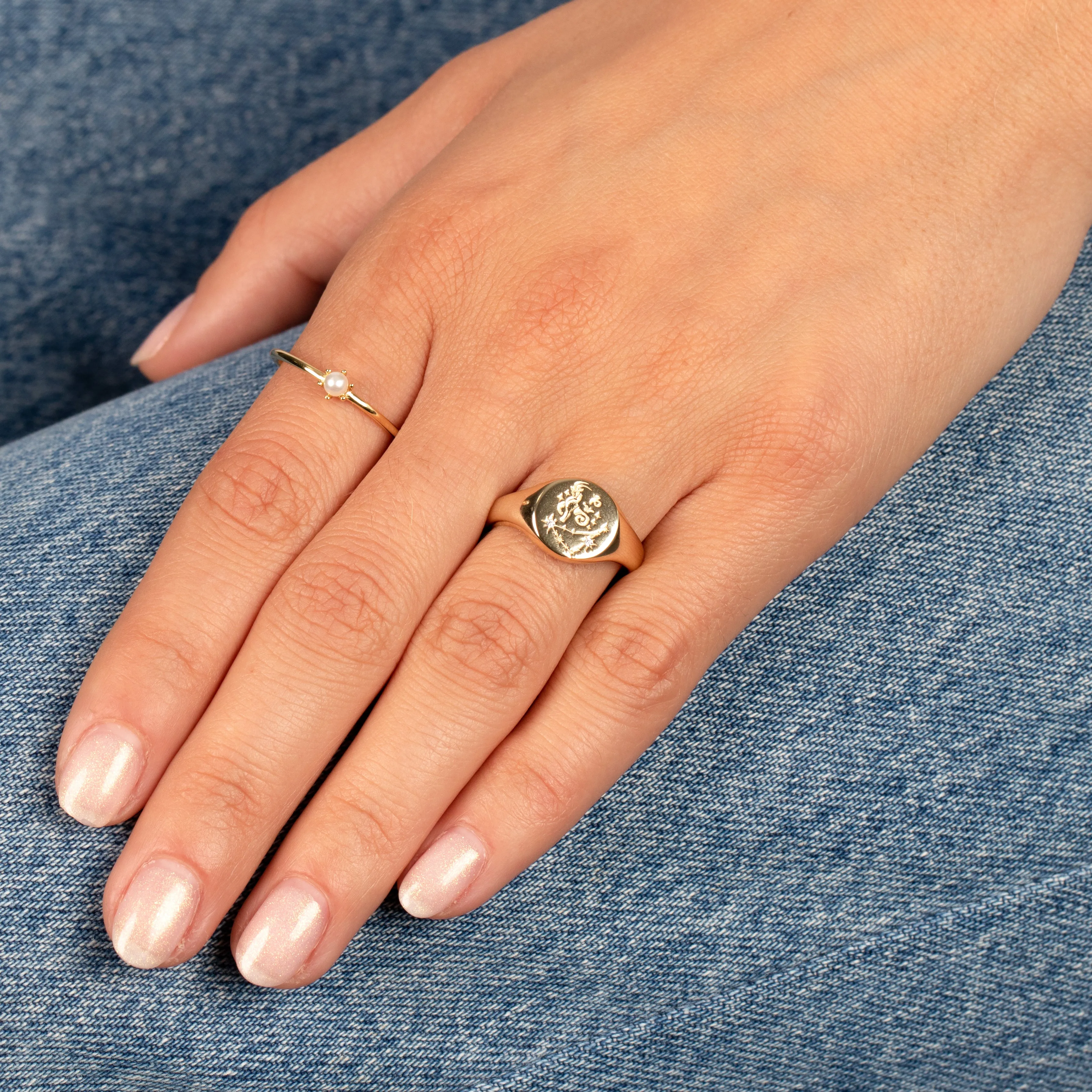 Zodiac Signet Pinky Ring sold by Adina Eden's product image thumbnail 2