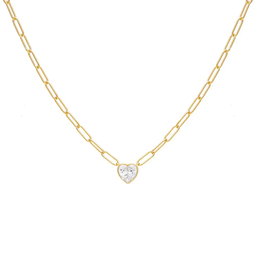 Colored Bezel Heart Link Necklace sold by Adina Eden's product image thumbnail 5