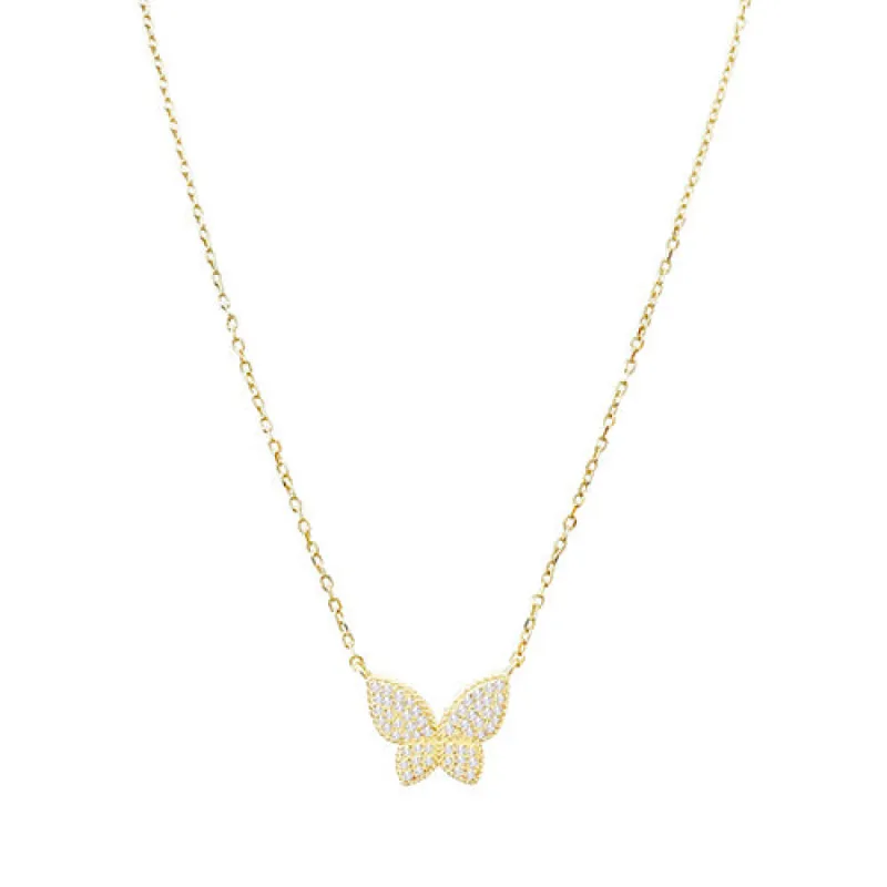 Pavé Dainty Butterfly Necklace sold by Adina Eden's