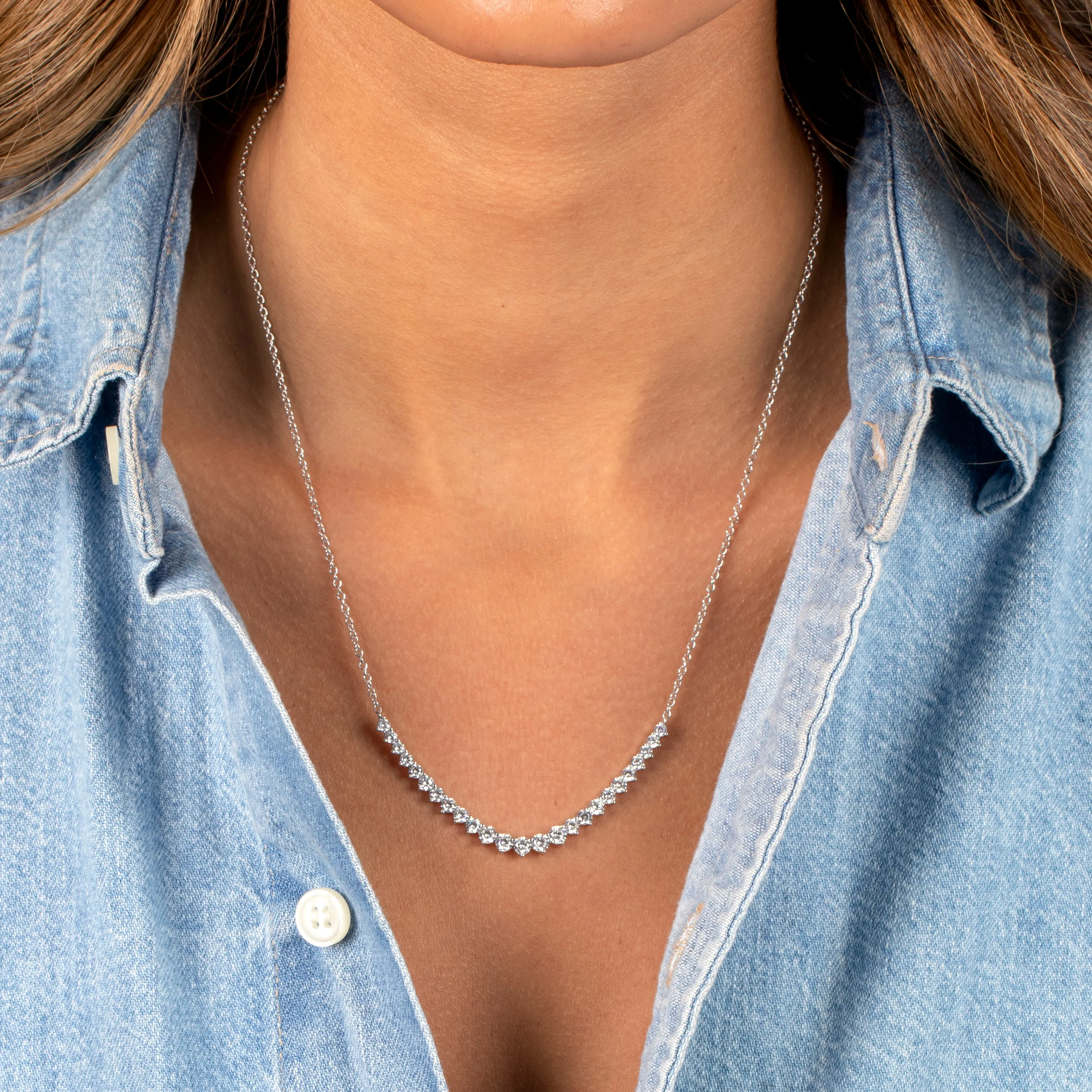 CZ Curved Tennis Bar Pendant Necklace sold by Adina Eden's product image thumbnail 2