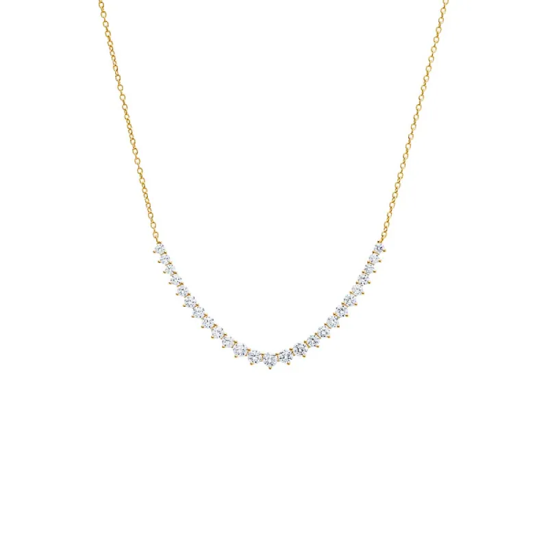 CZ Curved Tennis Bar Pendant Necklace sold by Adina Eden's