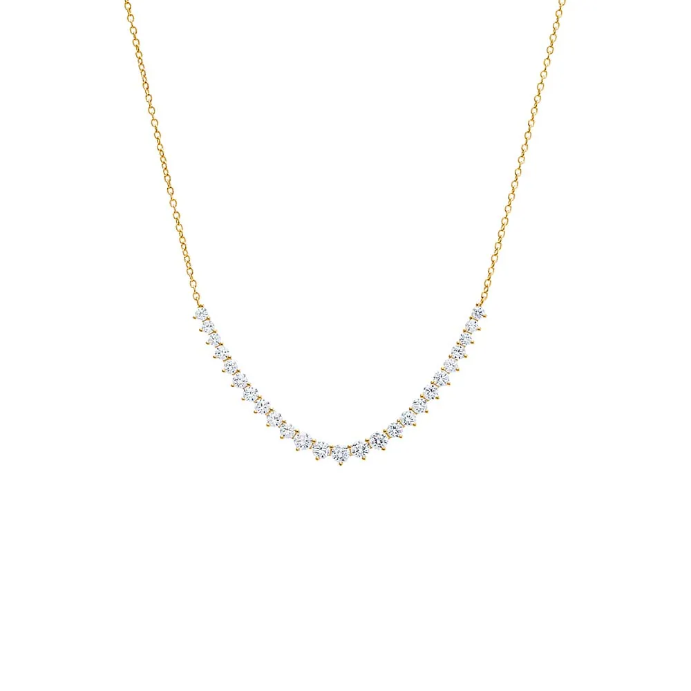 CZ Curved Tennis Bar Pendant Necklace sold by Adina Eden's