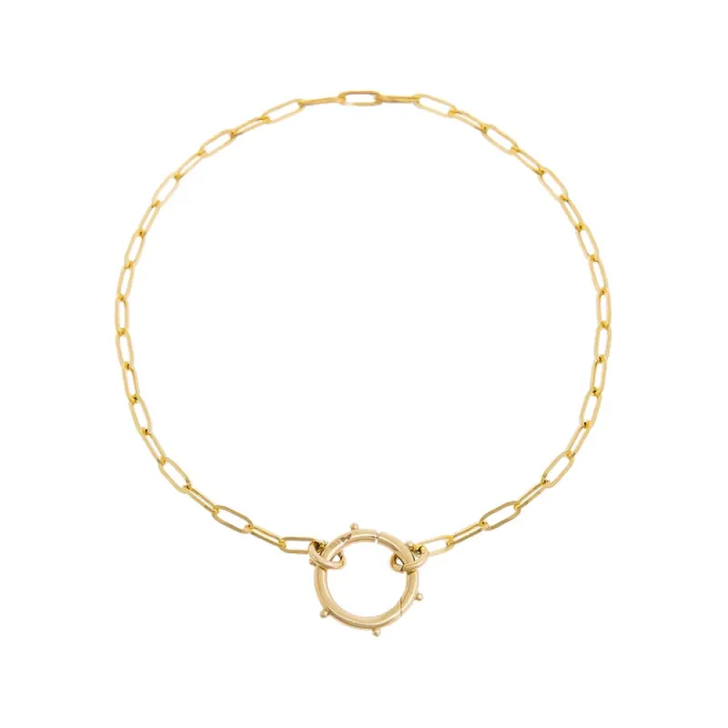 Solid Beaded Frame Toggle Paperclip Link Bracelet 14K sold by Adina Eden's