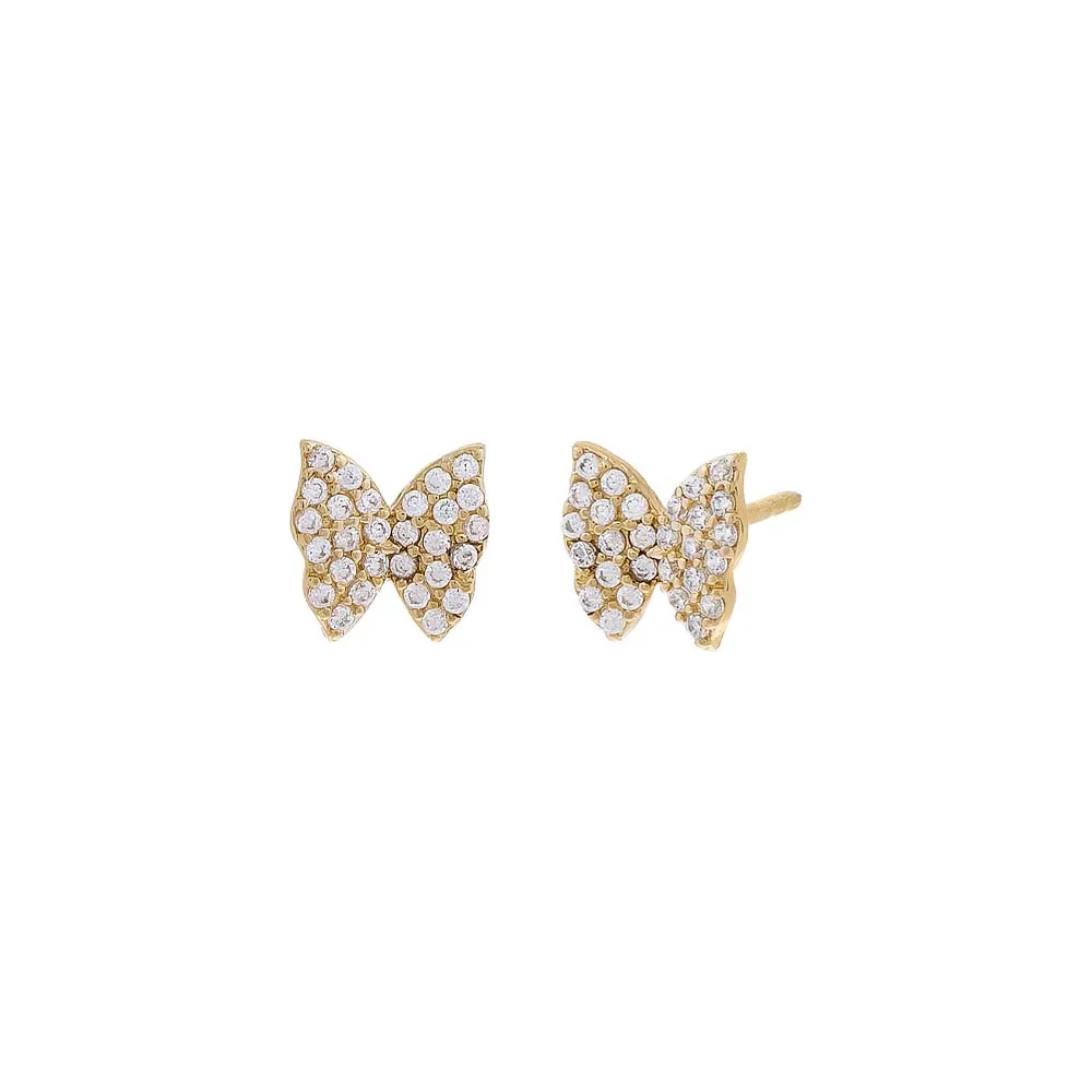 CZ Pave Butterfly Stud Earring 14K sold by Adina Eden's
