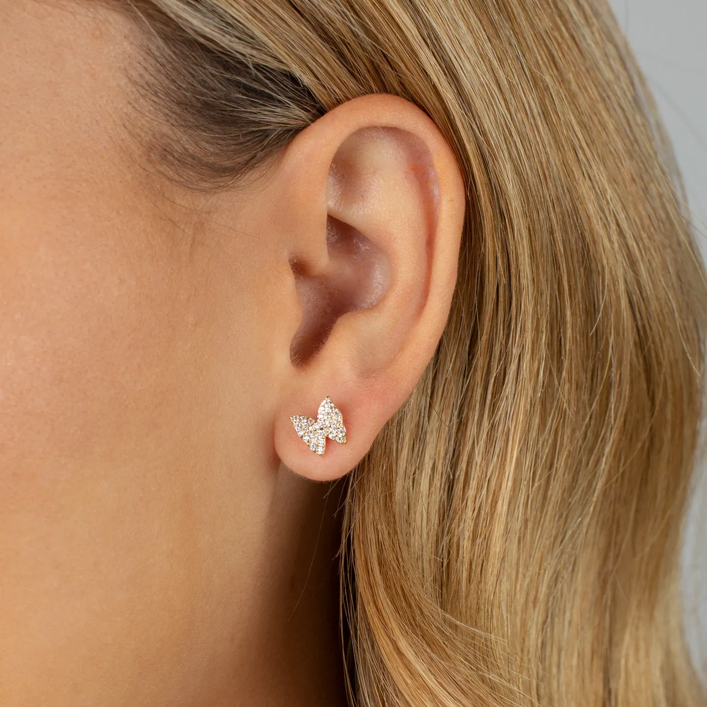 CZ Pave Butterfly Stud Earring 14K sold by Adina Eden's product image thumbnail 2