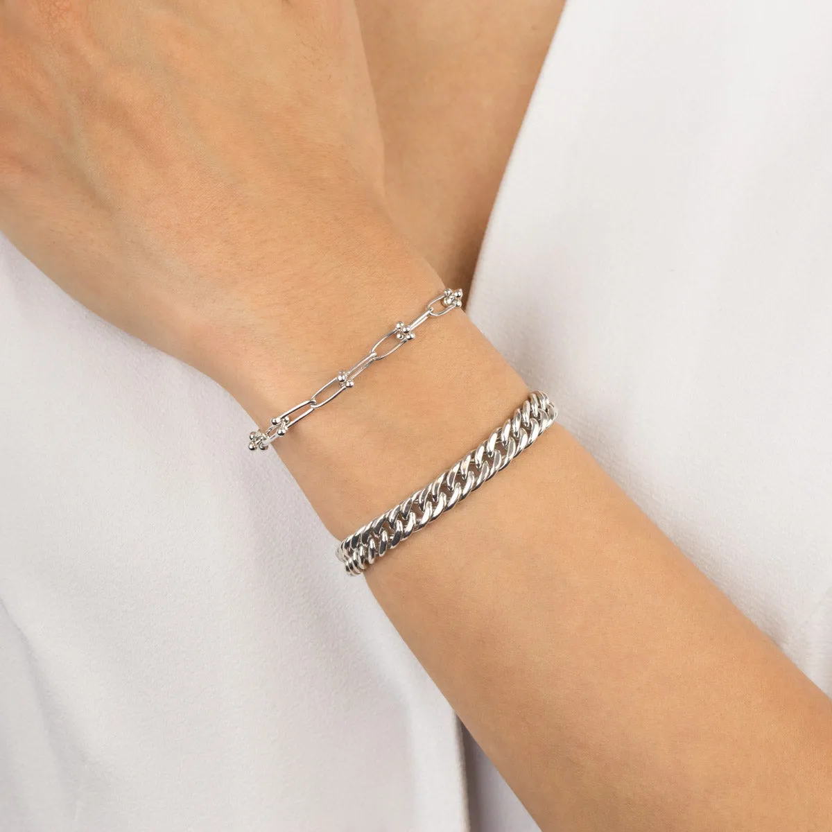 Hollow Double Curb Chain Bracelet sold by Adina Eden's product image thumbnail 4