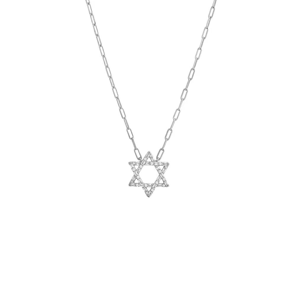 CZ Solitaire X Baguette Star of David Necklace sold by Adina Eden's product image thumbnail 3