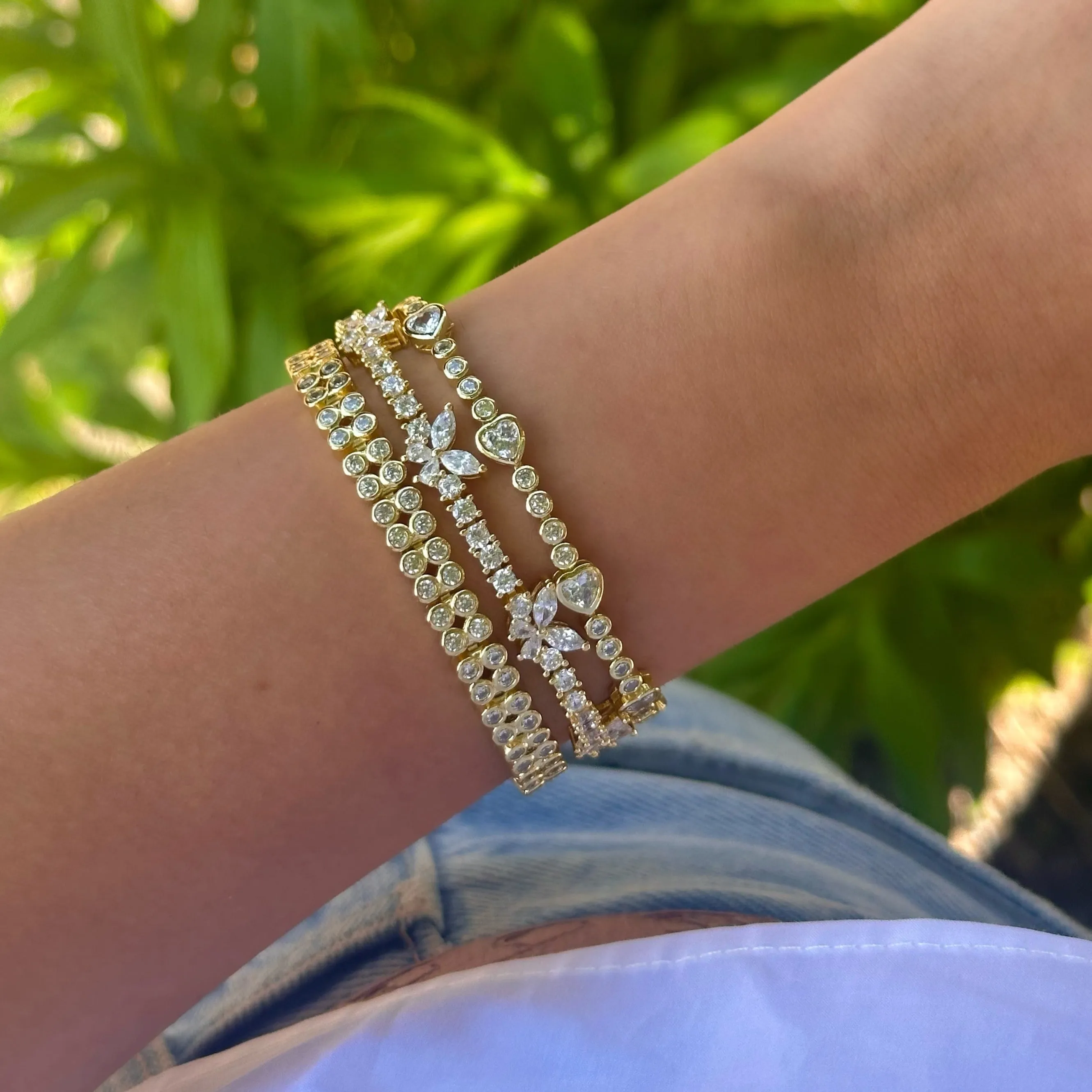 CZ Multi Bezel Hearts Tennis Bracelet sold by Adina Eden's product image thumbnail 3