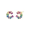 Colored Solitaire X Baguette On The Ear Stud Earring sold by Adina Eden's
