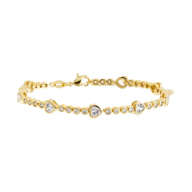 CZ Multi Bezel Hearts Tennis Bracelet sold by Adina Eden's