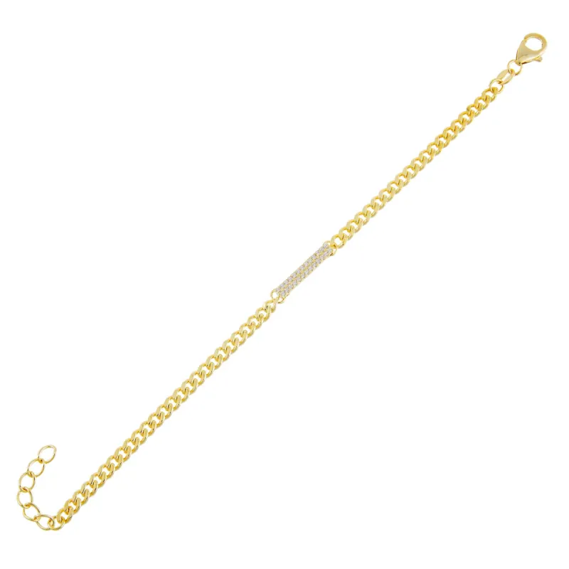 Pavé Bar Cuban Chain Bracelet sold by Adina Eden's